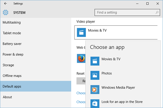 how to make windows media player default in win 10