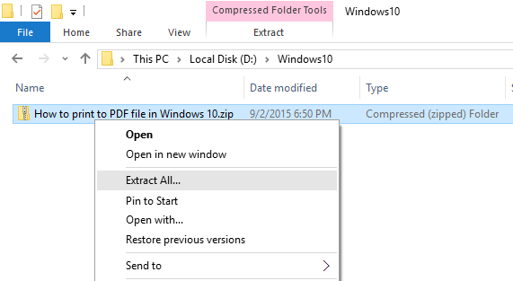 file extractor windows 10