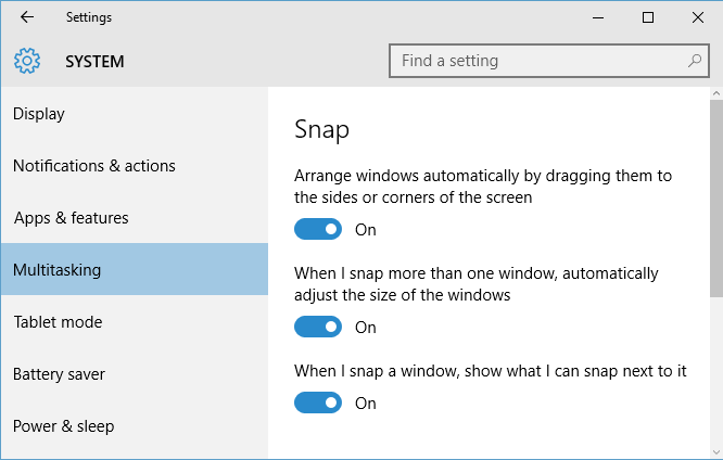 Customizing Snap settings